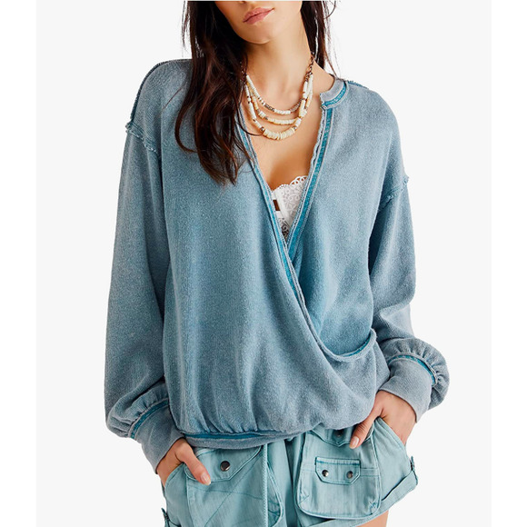 Free People Sweaters - Free People Anyway Sweater Tee Deep Teal NWT Large